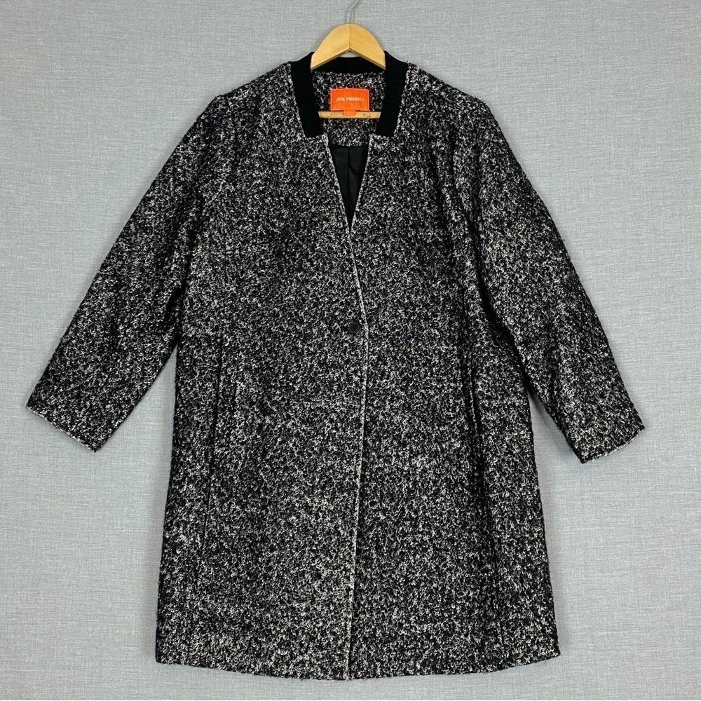Joe Fresh Jacket Wool Blend Sz 1X Raw Edges Single Button V-Neck